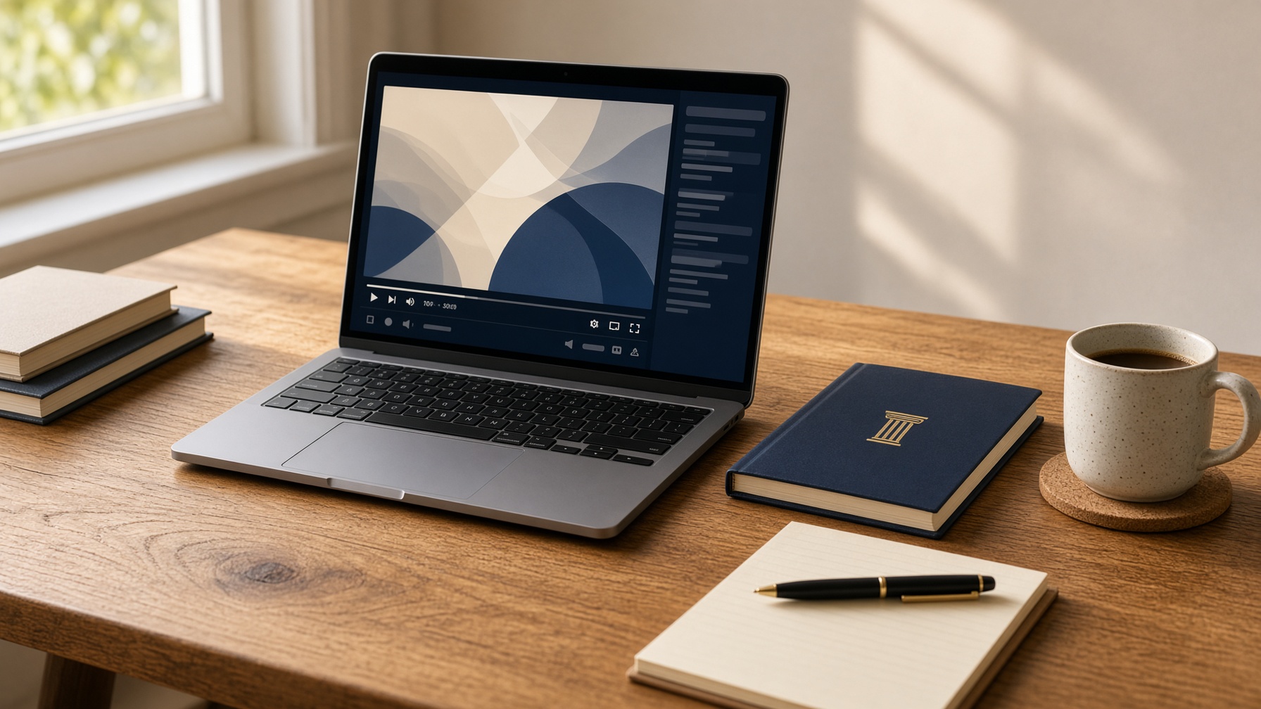 Laptop open to a self-paced notary training lesson